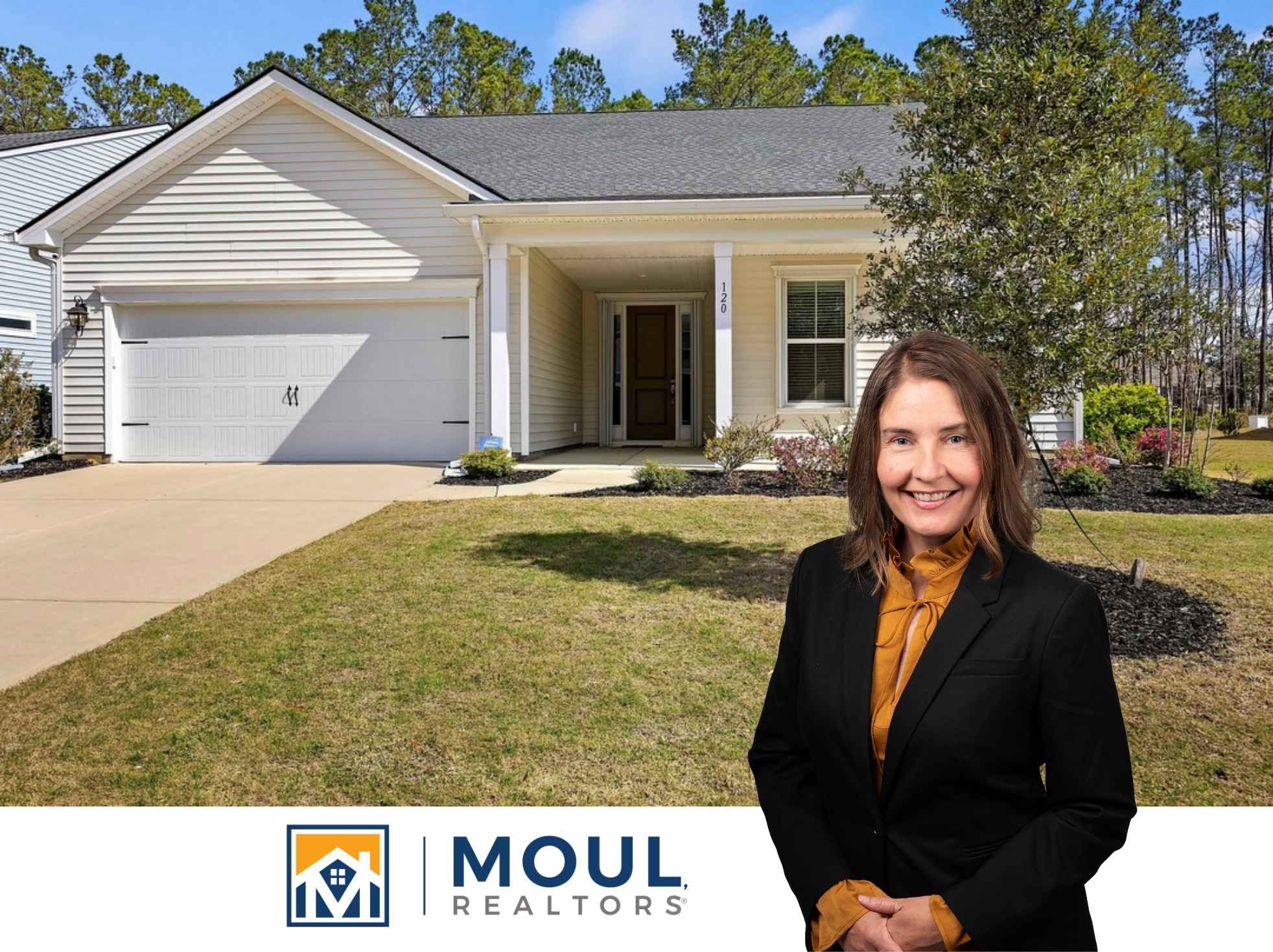 120 Carolina Oaks - agent in front of property