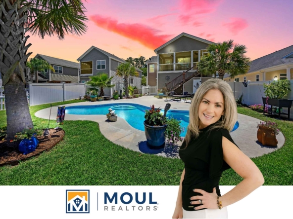 131 Red Cedar - Agent in front of property pool